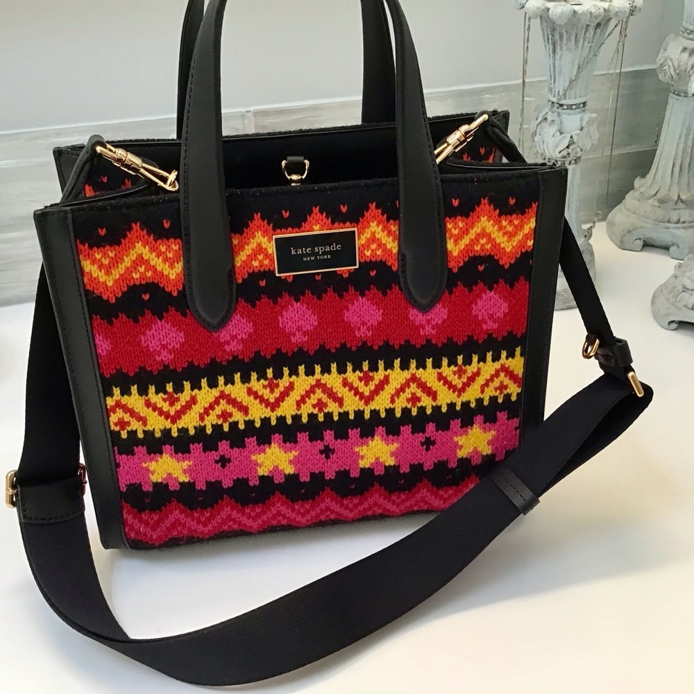 Kate Spade Manhattan Fair Isle Sweater HandBag Tote NWT